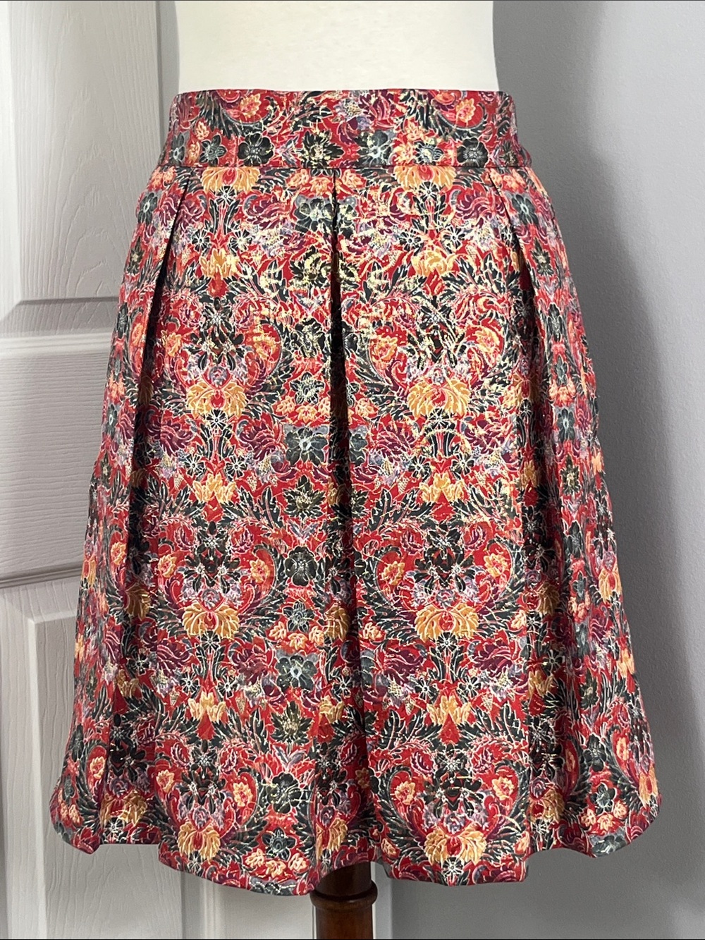 Maeve by Anthropologie Pleated Brocade Skirt